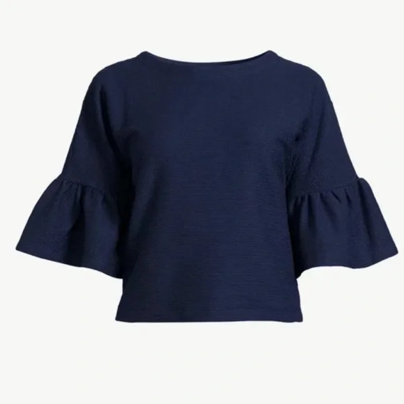 NWT Women’s Navy Free Assembly Ribbed Ottoman Top Size Medium - Picture 5 of 5